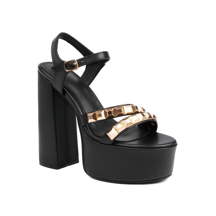 Sweet Round Toe Chunky Heel Flat Shoes with Buckle Strap - Style a.html