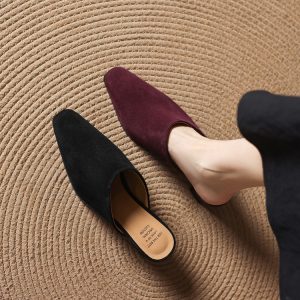 Women's Closed Toe Mule Slippers with Block Heel