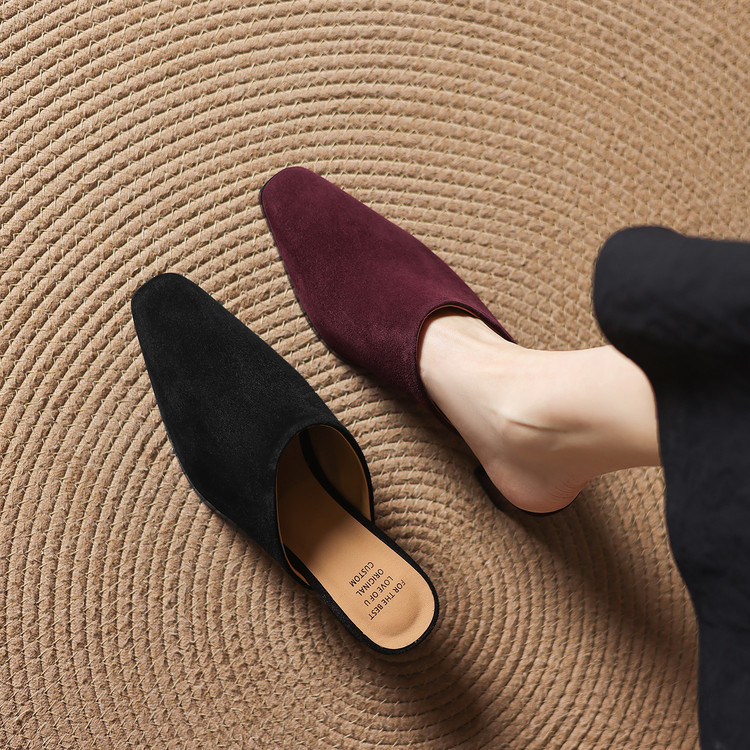 Women's Closed Toe Mule Slippers with Block Heel