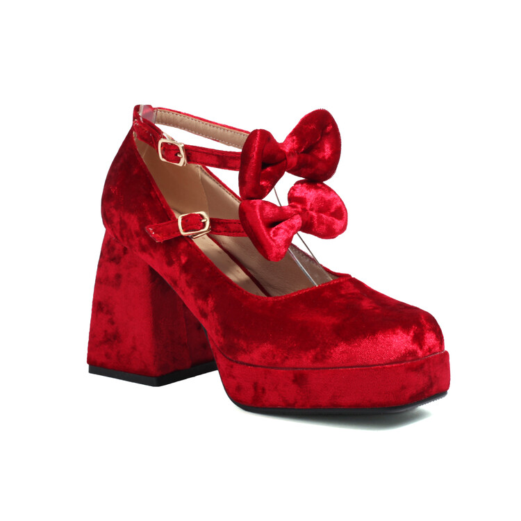 Women's Suede High Heel Pumps with Buckle Strap